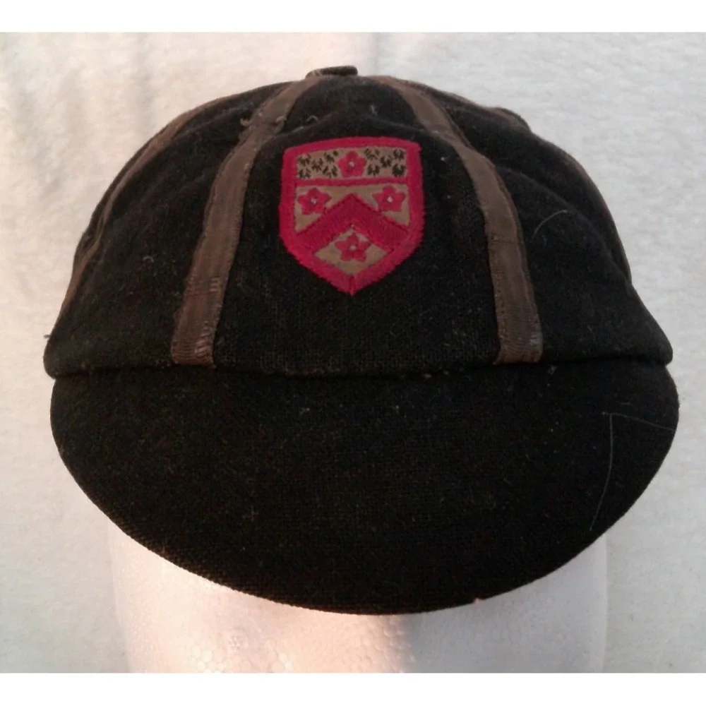 Vintage School Boys Wool Cap Black 8-Panel, Vintage Uniform Alleyn's School